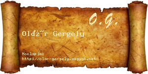 Olár Gergely névjegykártya